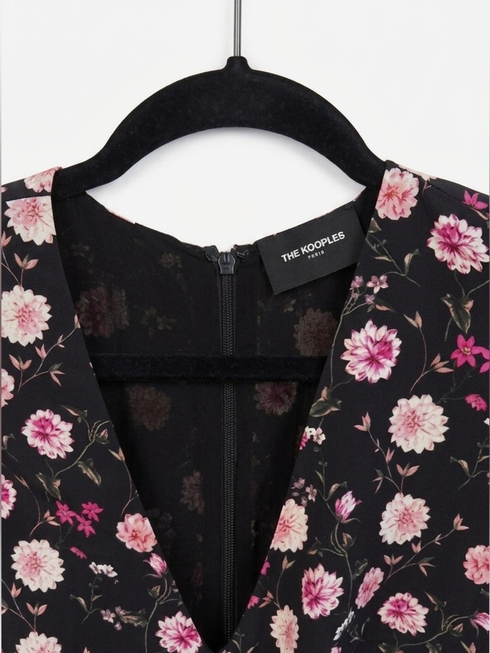 The Kooples 100% Silk Floral Midi Dress Pink Black Size S - Picture 6 of 6